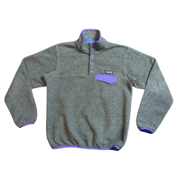 Patagonia Synchilla Fleece Snap-T Pullover Gray Purple Women's Small